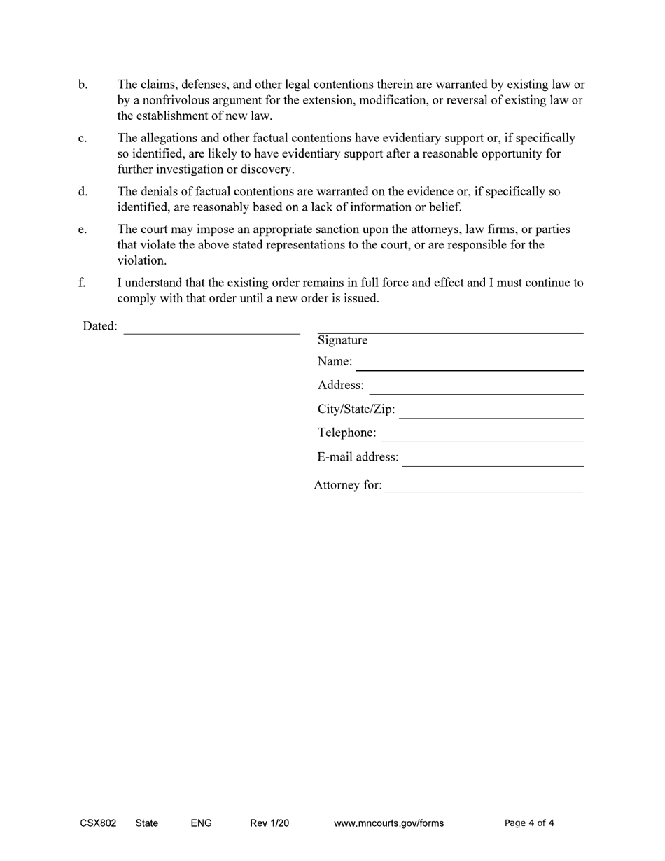 Form CSX802 Motion for Review - Minnesota, Page 4