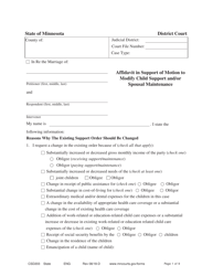 Form CSD203 Affidavit in Support of Motion to Modify - Minnesota