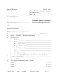 Form CSD403 Affidavit in Support of Motion - Minnesota