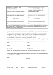 Form CIV116 Application for Costs and Disbursements - Minnesota, Page 3