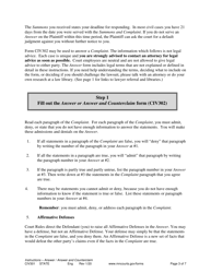 Instructions for Form CIV302, SOP105 Answer or Answer and Counterclaim - Minnesota, Page 3