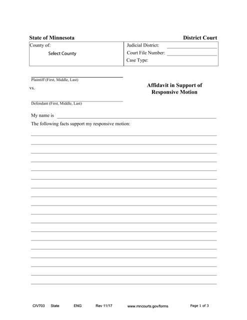 Form CIV703  Printable Pdf