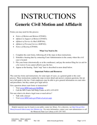 Document preview: Instructions for Form CIV602, CIV603, SOP104, SOP102, CIV604 - Minnesota