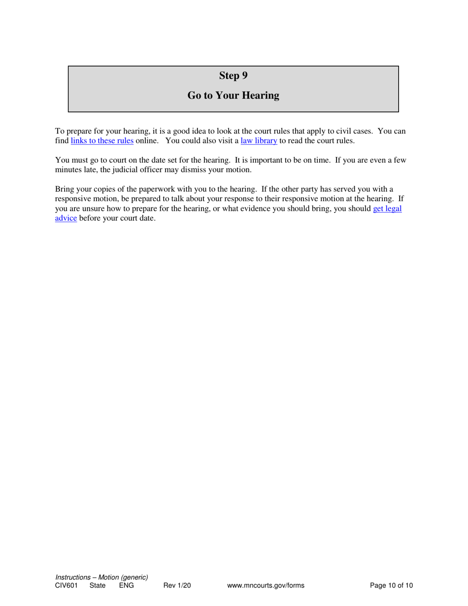 Instructions for Form CIV602, CIV603, SOP104, SOP102, CIV604 - Minnesota, Page 10