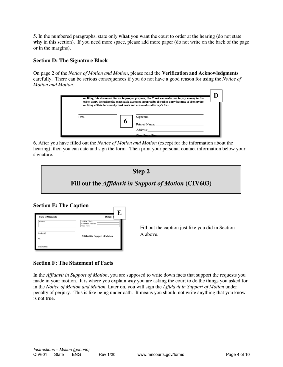 Instructions for Form CIV602, CIV603, SOP104, SOP102, CIV604 - Minnesota, Page 4