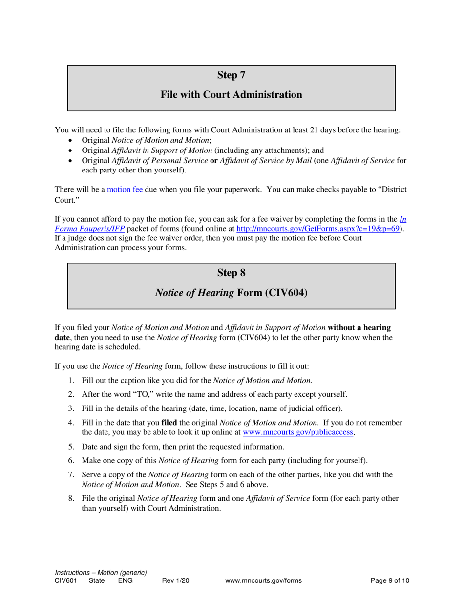 Instructions for Form CIV602, CIV603, SOP104, SOP102, CIV604 - Minnesota, Page 9