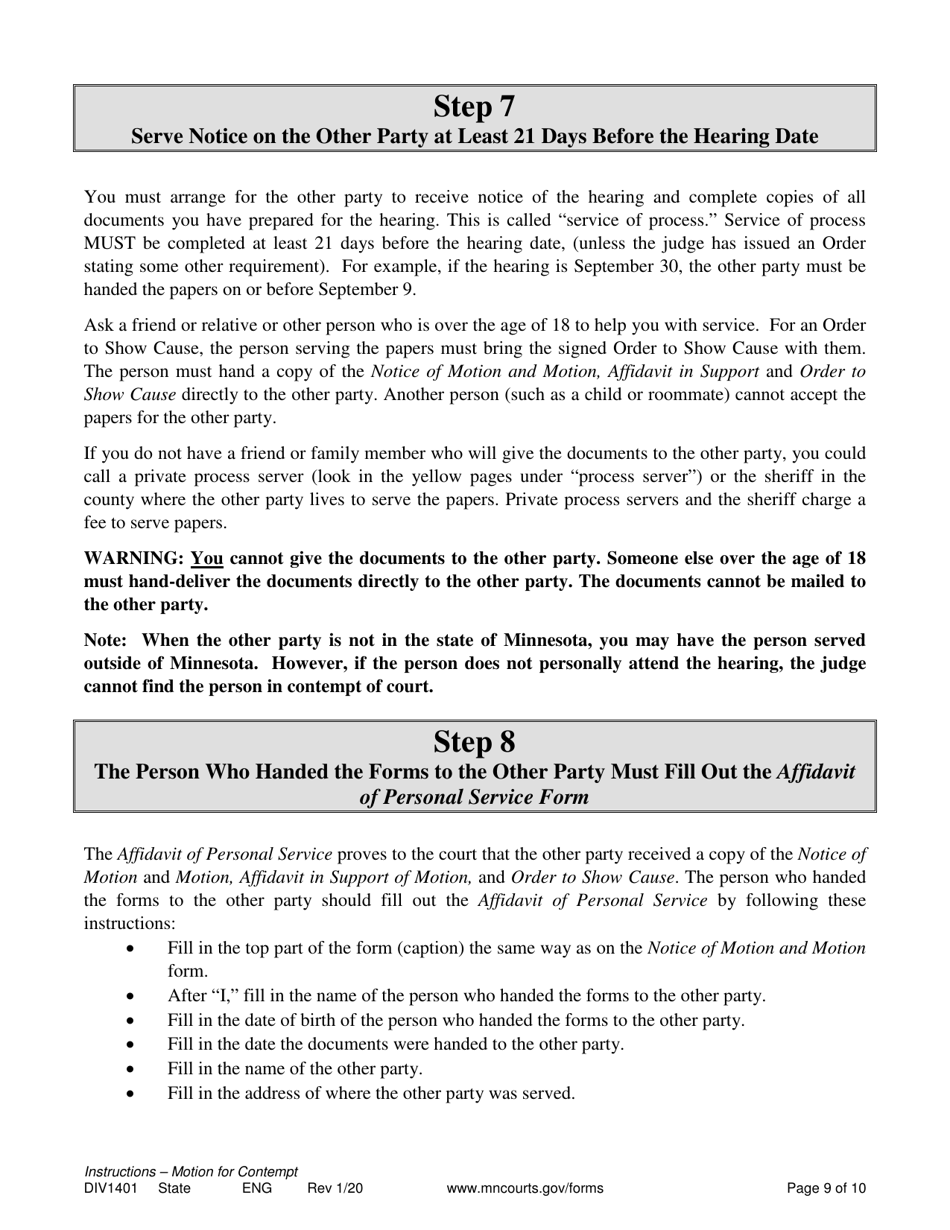 Instructions for Form DIV1402, DIV1403, DIV1404, DIV1405 - Minnesota, Page 9