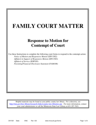 Document preview: Form DIV1501 Response to Motion for Contempt of Court - Minnesota