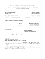 Document preview: Form 11 (CRM704) Petition to Proceed as Pro Se Counsel - Minnesota (English/Chuukese)