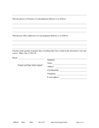 Form JGM104 Affidavit of Identification of Judgment Debtor - Minnesota, Page 2