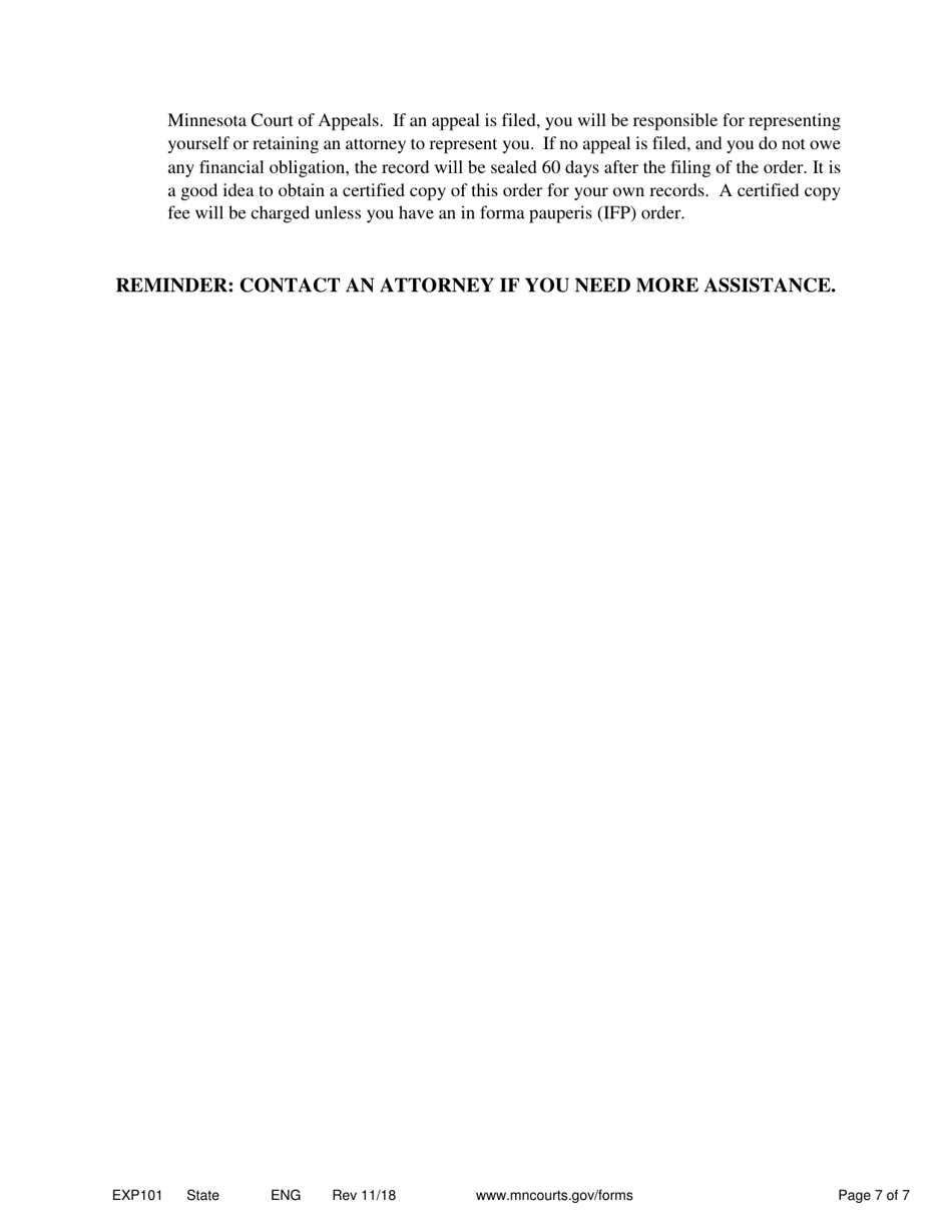 Form EXP101 Petitioners Instructions for Expungement (Sealing) of Criminal Records - Minnesota, Page 7