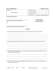 Document preview: Form DIV502 Answer and Counterpetition - Minnesota