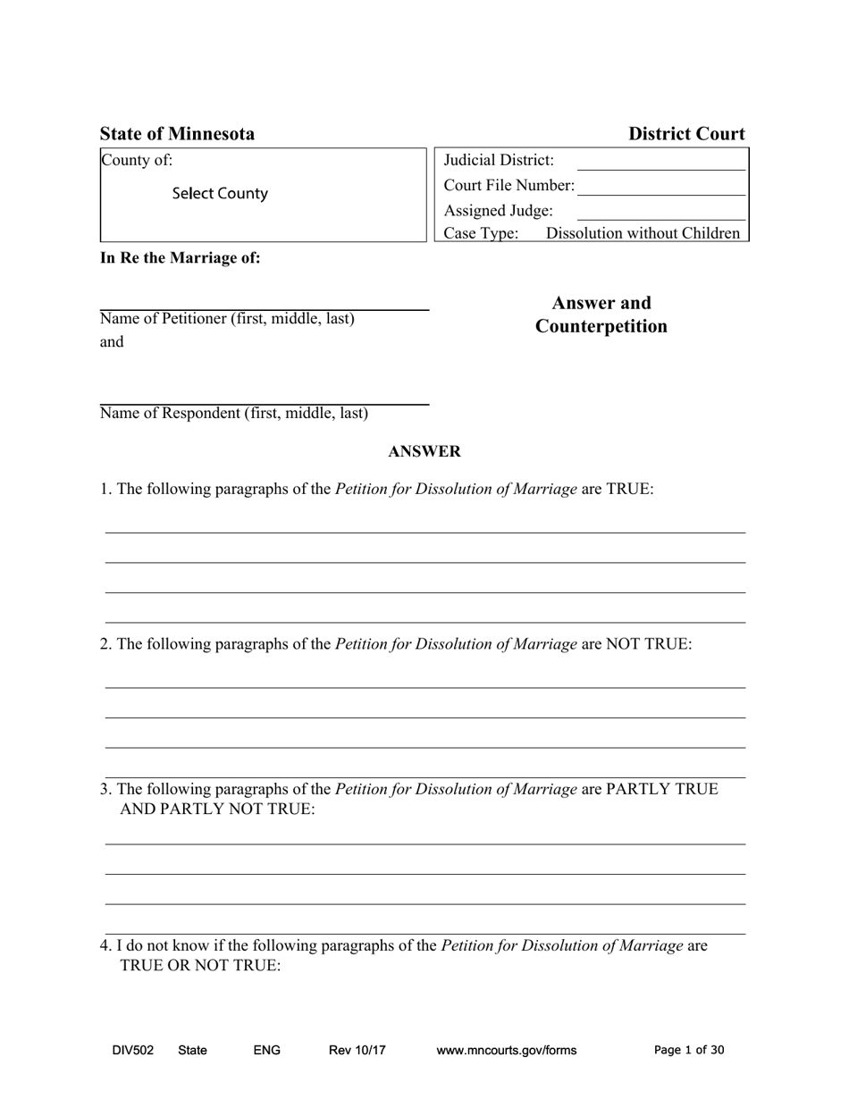 Form DIV502 - Fill Out, Sign Online and Download Fillable PDF ...