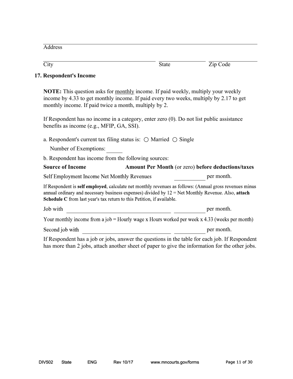 Form DIV502 Answer and Counterpetition - Minnesota, Page 11