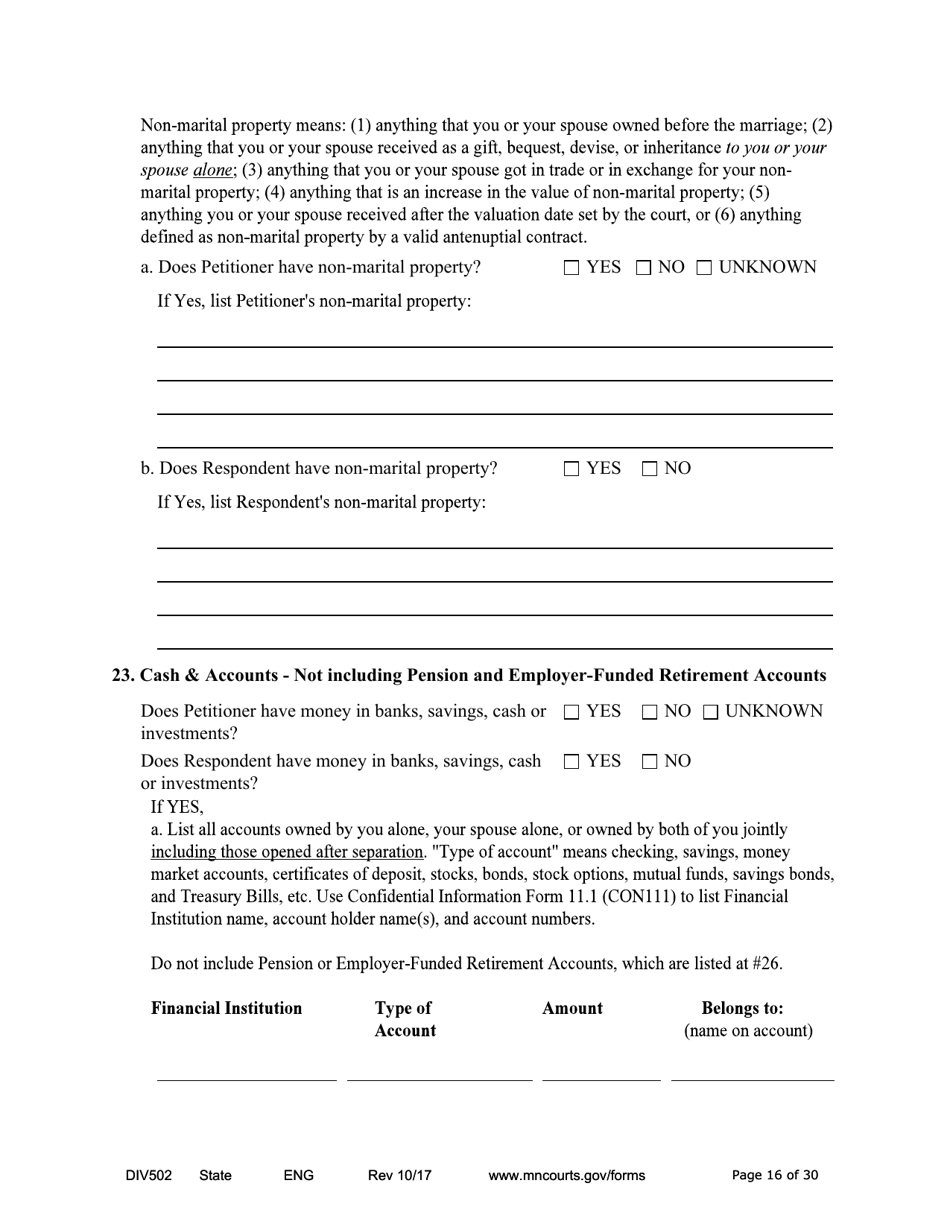 Form DIV502 Answer and Counterpetition - Minnesota, Page 16