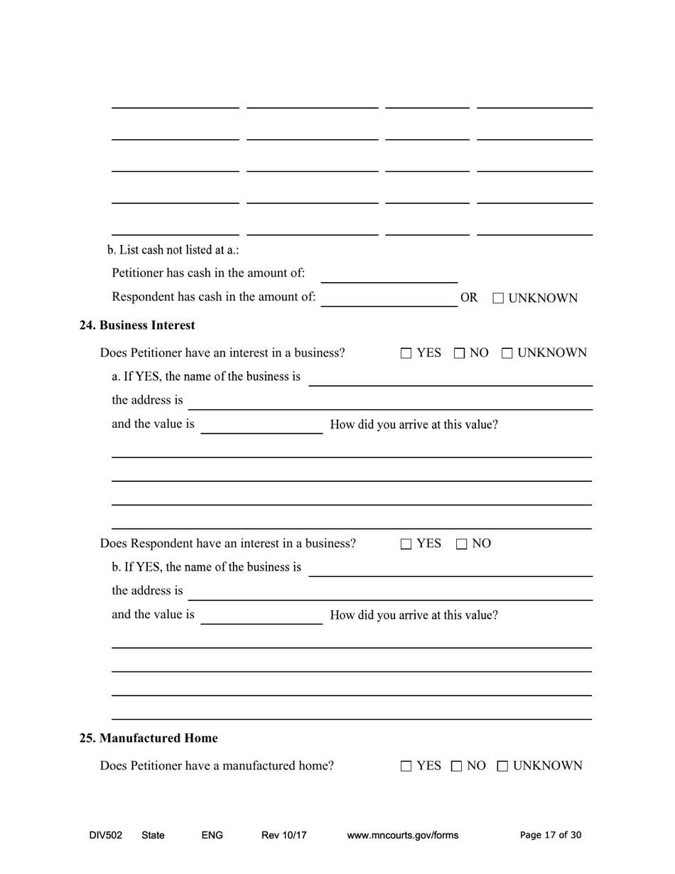 Form DIV502 Answer and Counterpetition - Minnesota, Page 17