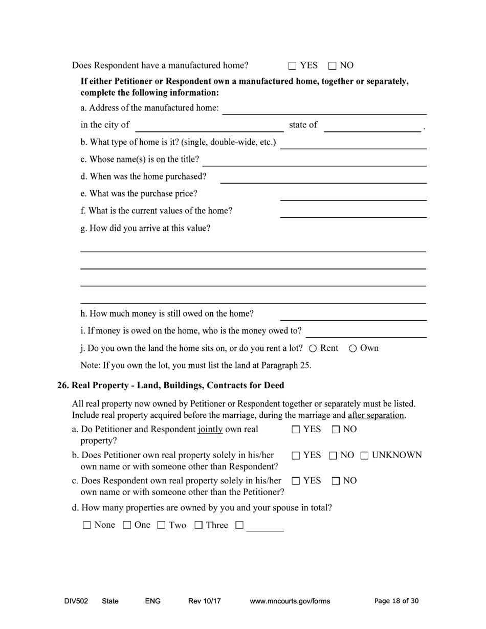 Form DIV502 Answer and Counterpetition - Minnesota, Page 18