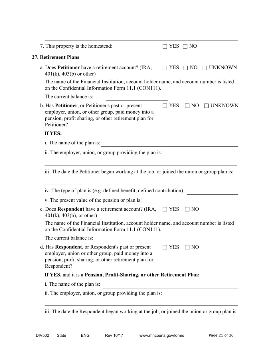 Form DIV502 Answer and Counterpetition - Minnesota, Page 21