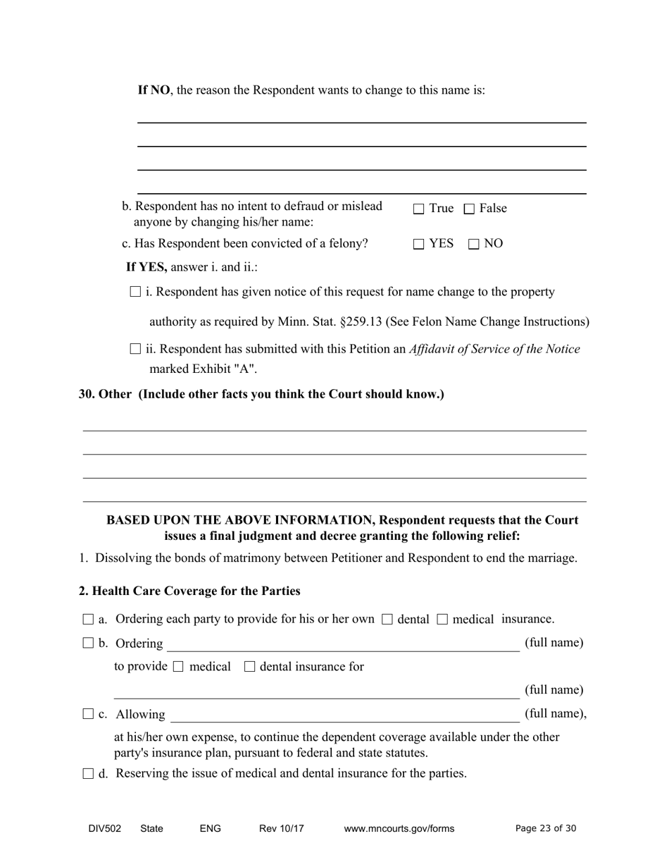 Form DIV502 Answer and Counterpetition - Minnesota, Page 23