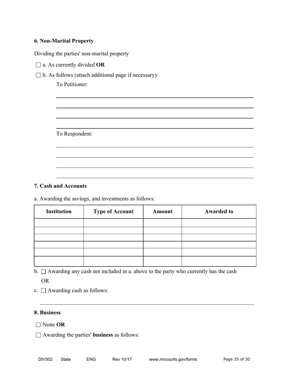 Form DIV502 Answer and Counterpetition - Minnesota, Page 25