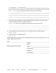 Form DIV703 Affidavit in Support of Responsive Motion for Temporary Relief Without Children - Minnesota, Page 4