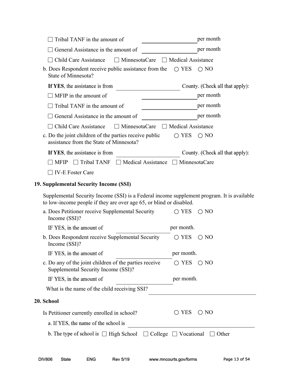 Form DIV806 Stipulated Findings of Fact, Conclusions of Law, Order for and Judgment, Judgment and Decree - Minnesota, Page 13