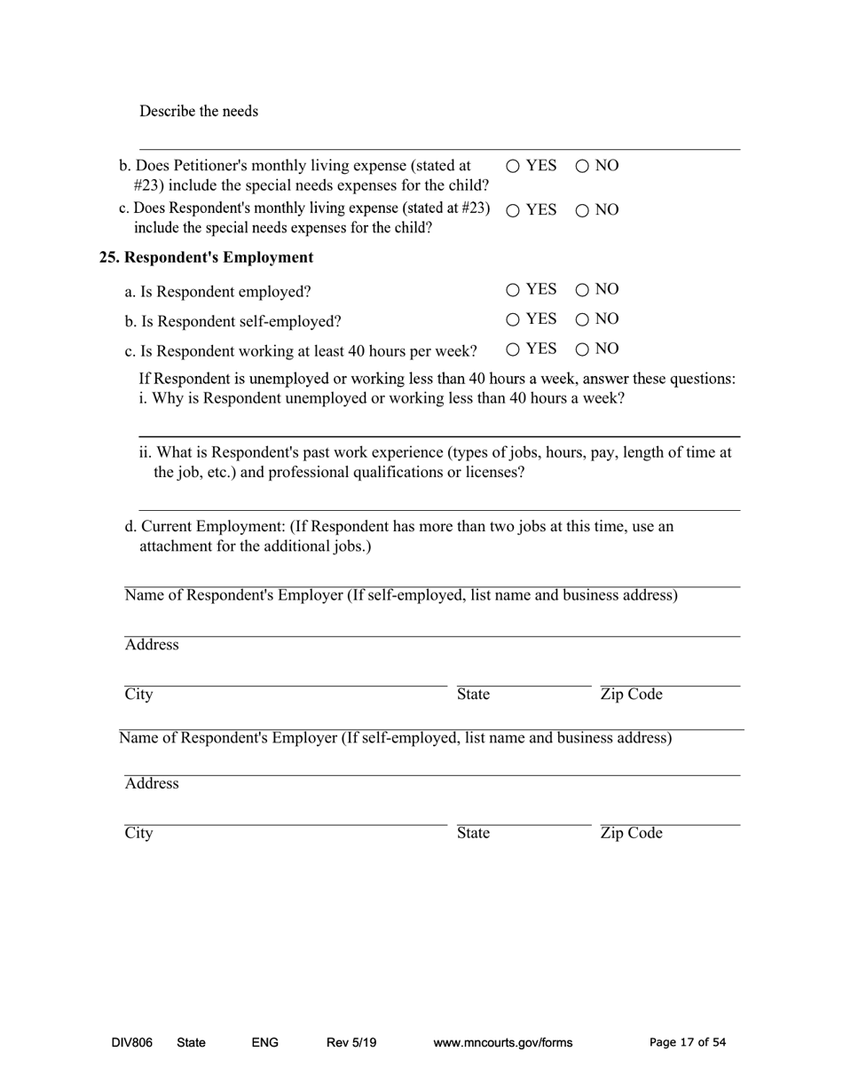 Form DIV806 Stipulated Findings of Fact, Conclusions of Law, Order for and Judgment, Judgment and Decree - Minnesota, Page 17