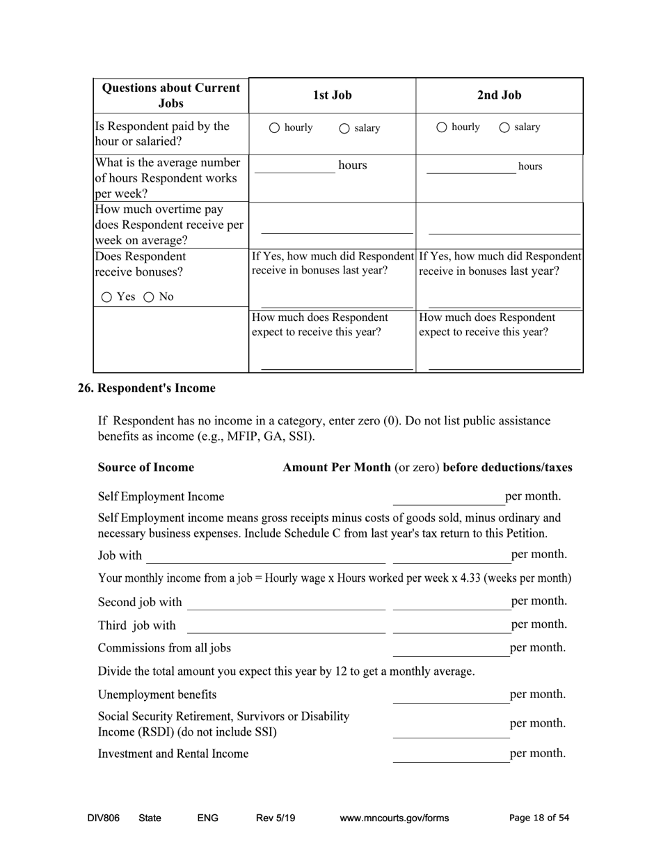 Form DIV806 Stipulated Findings of Fact, Conclusions of Law, Order for and Judgment, Judgment and Decree - Minnesota, Page 18