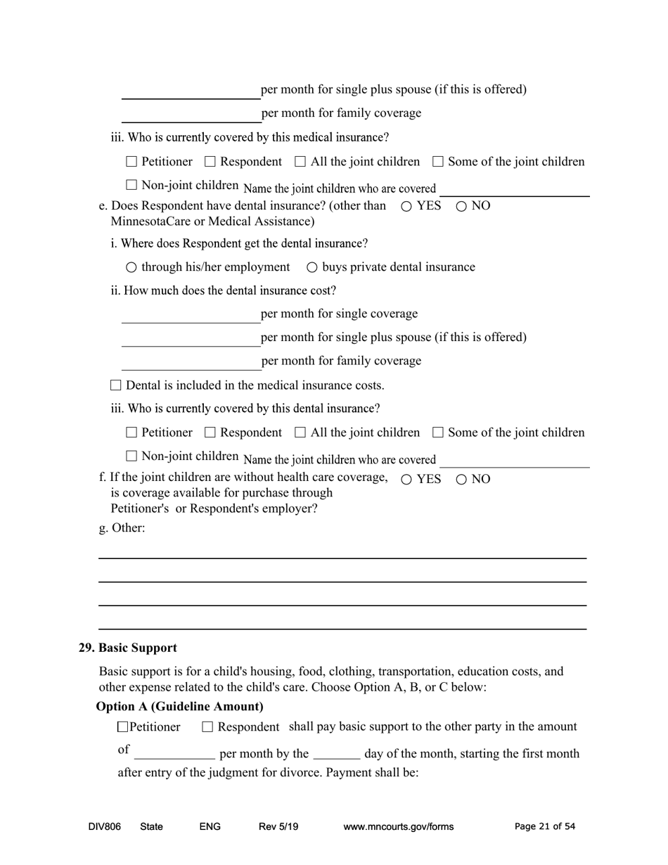 Form DIV806 Stipulated Findings of Fact, Conclusions of Law, Order for and Judgment, Judgment and Decree - Minnesota, Page 21
