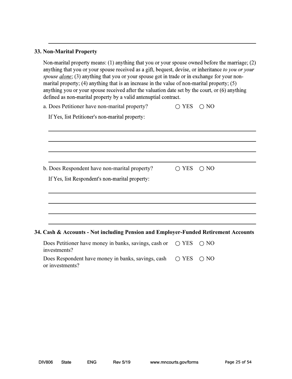 Form DIV806 Stipulated Findings of Fact, Conclusions of Law, Order for and Judgment, Judgment and Decree - Minnesota, Page 25