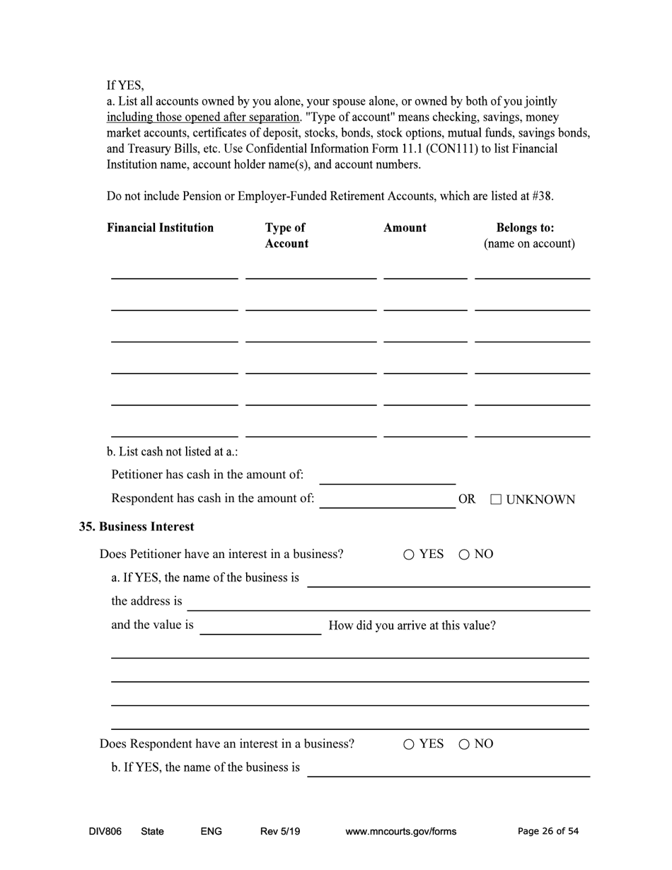 Form DIV806 Stipulated Findings of Fact, Conclusions of Law, Order for and Judgment, Judgment and Decree - Minnesota, Page 26