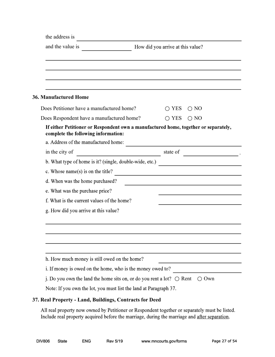 Form DIV806 Stipulated Findings of Fact, Conclusions of Law, Order for and Judgment, Judgment and Decree - Minnesota, Page 27