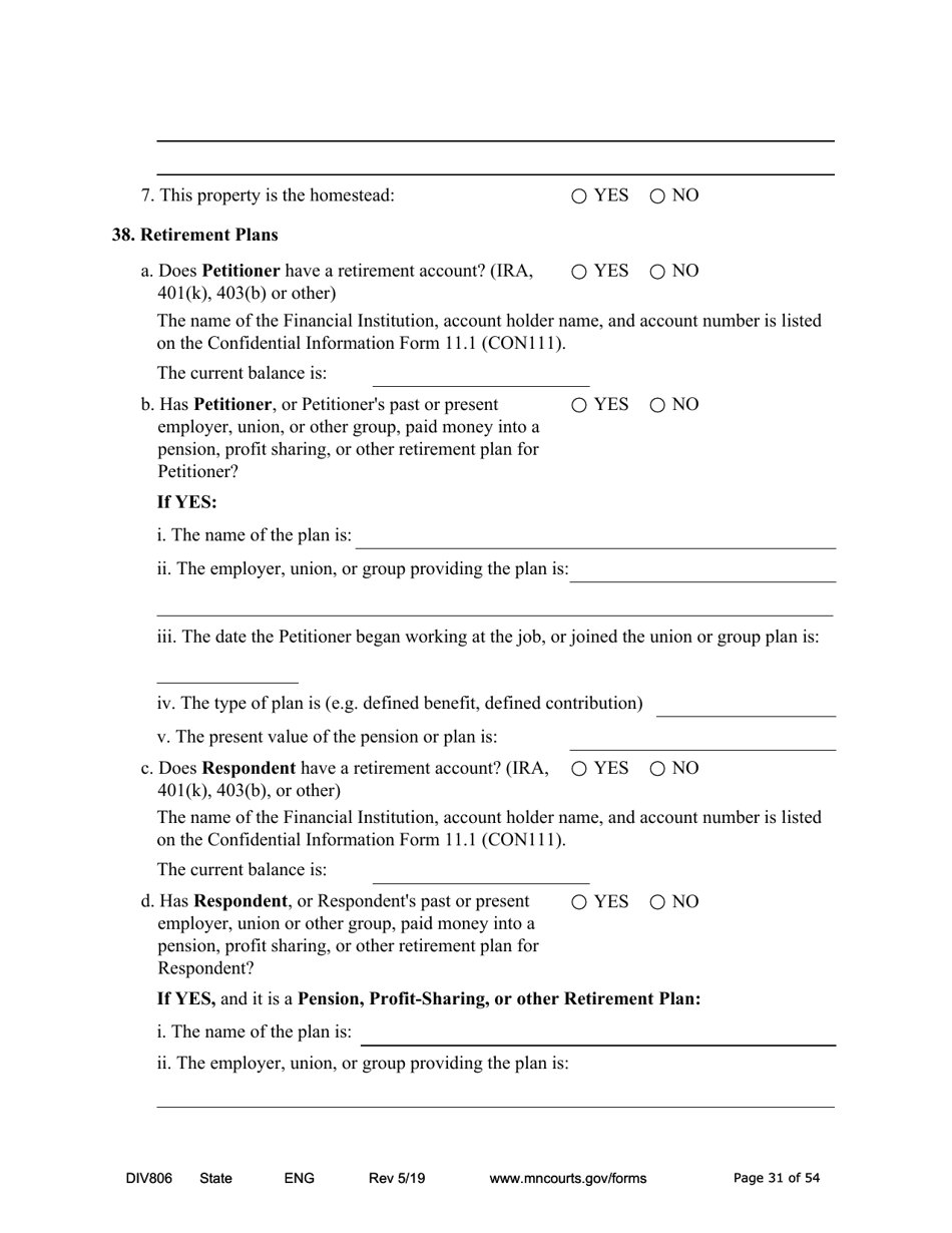 Form DIV806 Stipulated Findings of Fact, Conclusions of Law, Order for and Judgment, Judgment and Decree - Minnesota, Page 31
