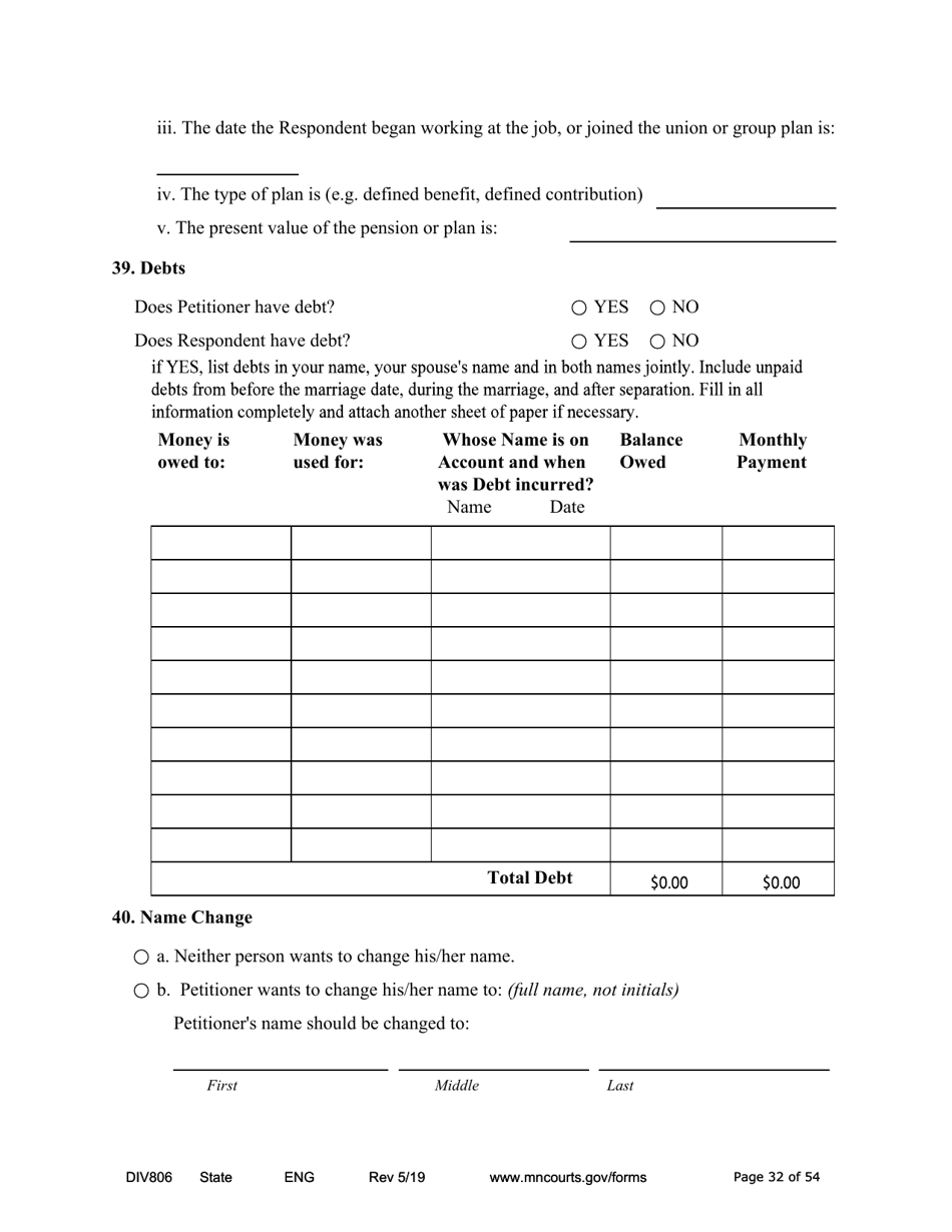 Form DIV806 Stipulated Findings of Fact, Conclusions of Law, Order for and Judgment, Judgment and Decree - Minnesota, Page 32