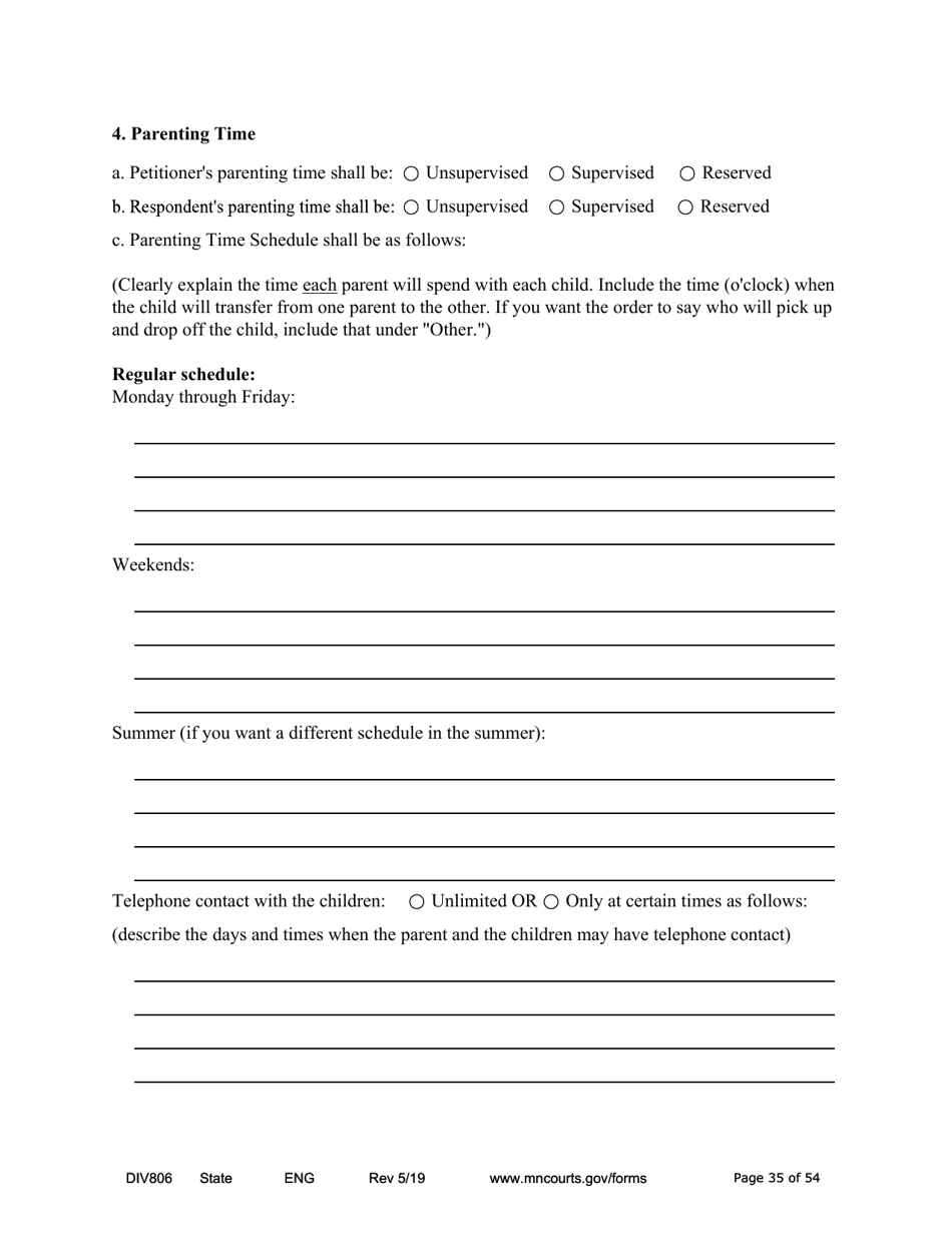 Form DIV806 Stipulated Findings of Fact, Conclusions of Law, Order for and Judgment, Judgment and Decree - Minnesota, Page 35
