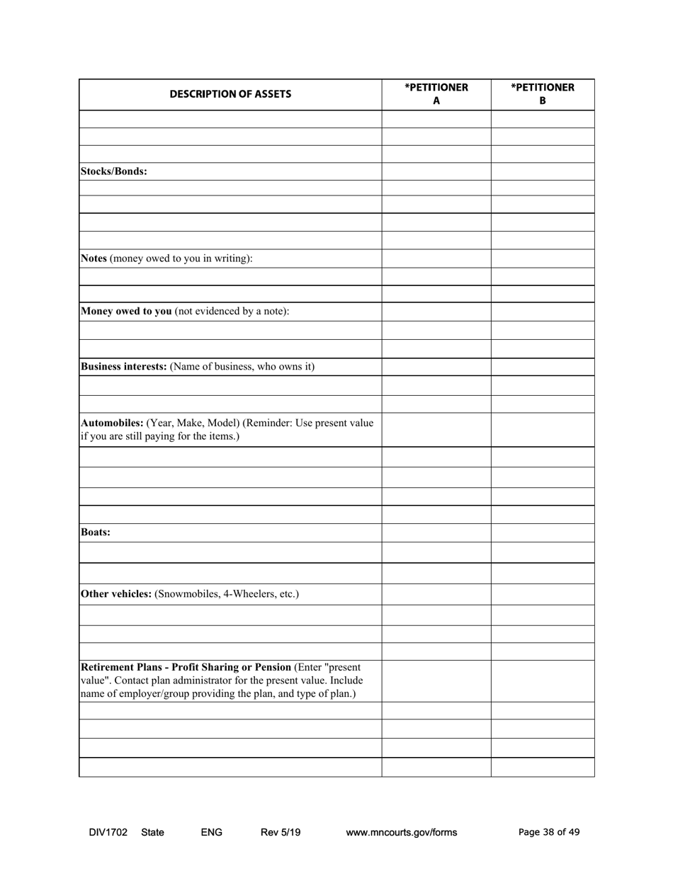 Form DIV1702 Joint Petition, Agreement, and Judgment and Decree for Marriage Dissolution With Children - Minnesota, Page 38