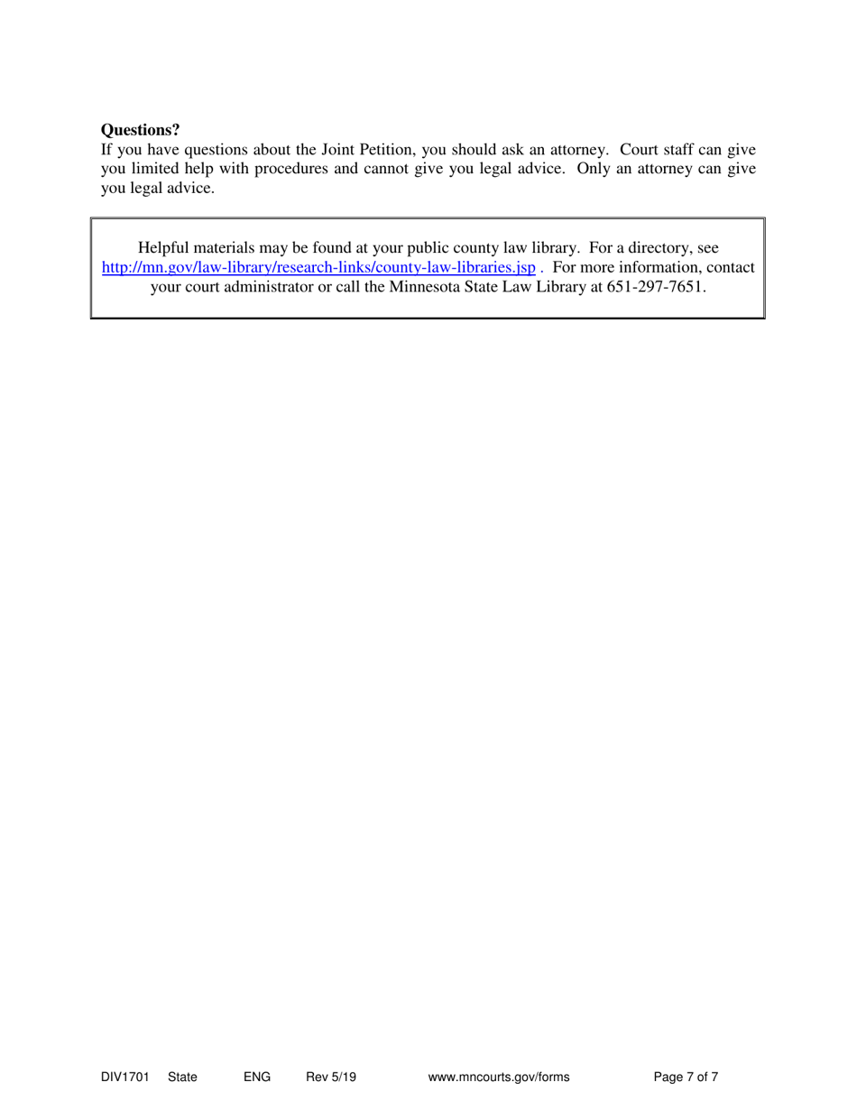 Instructions for Form DIV1702 Joint Petition for Marriage Dissolution With Children - Minnesota, Page 7