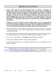 Instructions for Form DIV502 Answer and Counter Petition Without Children - Minnesota, Page 2