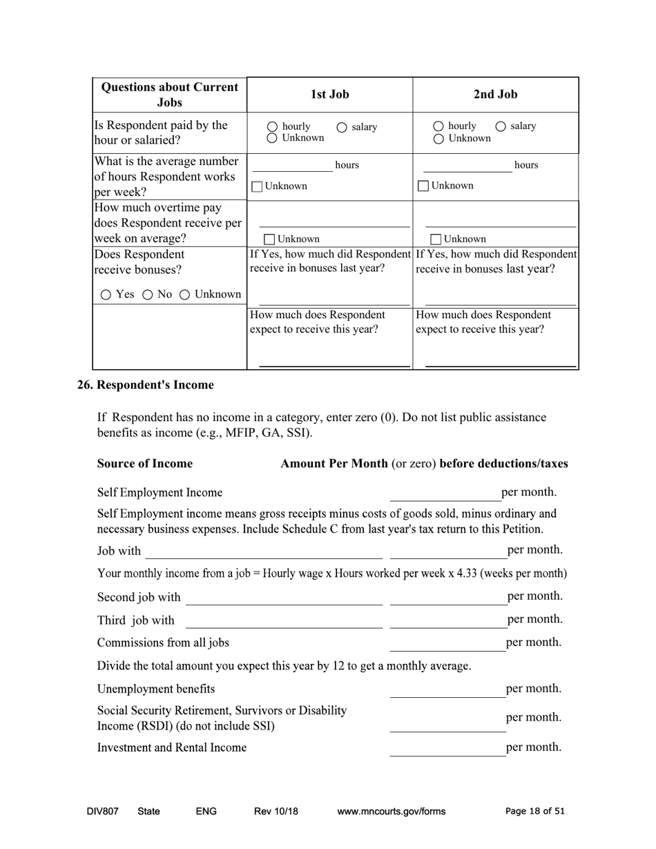 Form DIV807 Findings of Fact, Conclusions of Law, Order for Judgment, Judgment and Decree - Minnesota, Page 18