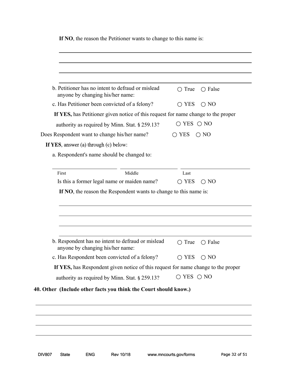 Form DIV807 Findings of Fact, Conclusions of Law, Order for Judgment, Judgment and Decree - Minnesota, Page 32
