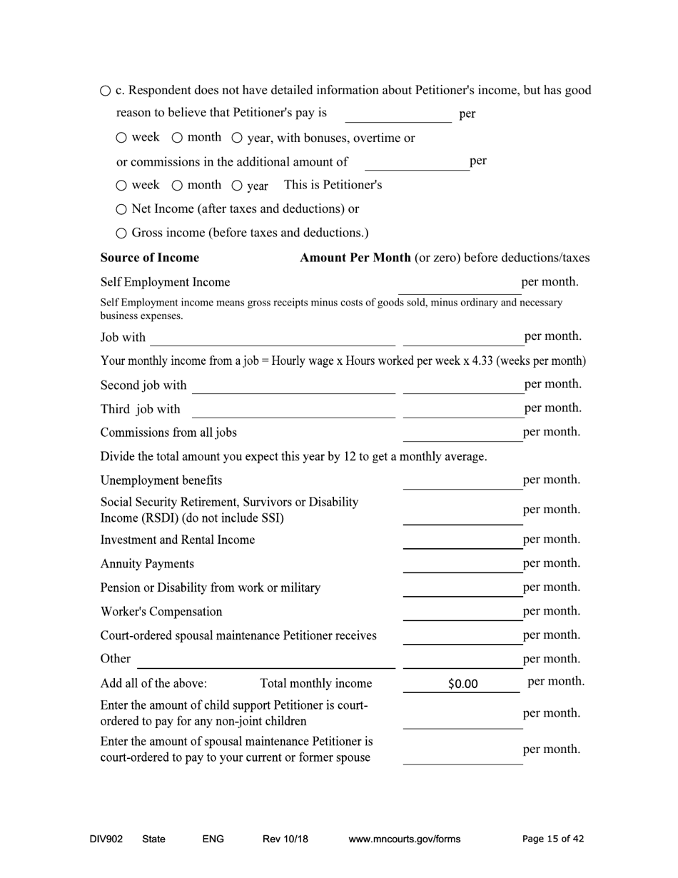 Form DIV902 Answer and Counterpetition for Dissolution of Marriage With Children - Minnesota, Page 15