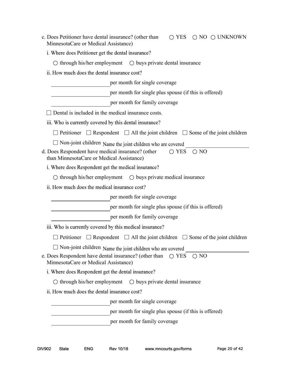 Form DIV902 Answer and Counterpetition for Dissolution of Marriage With Children - Minnesota, Page 20
