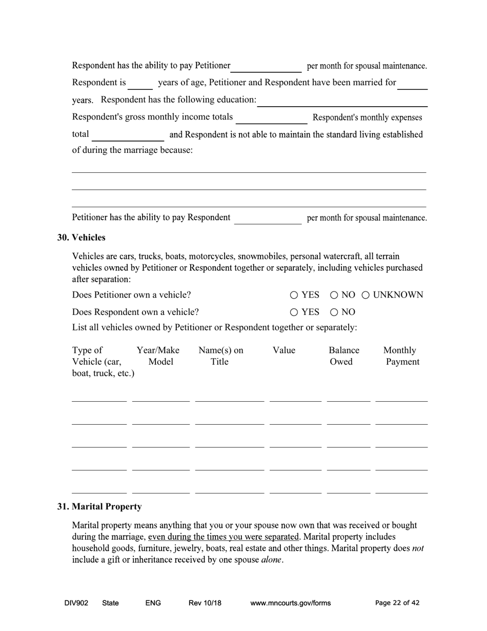 Form DIV902 Answer and Counterpetition for Dissolution of Marriage With Children - Minnesota, Page 22