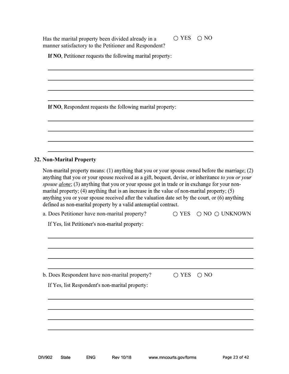 Form DIV902 Answer and Counterpetition for Dissolution of Marriage With Children - Minnesota, Page 23