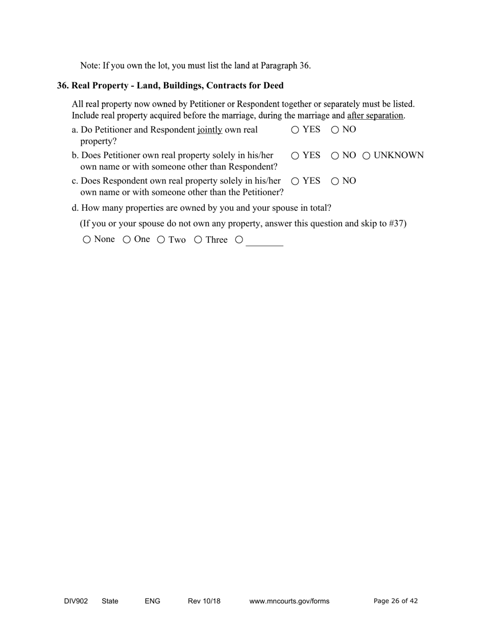 Form DIV902 Answer and Counterpetition for Dissolution of Marriage With Children - Minnesota, Page 26