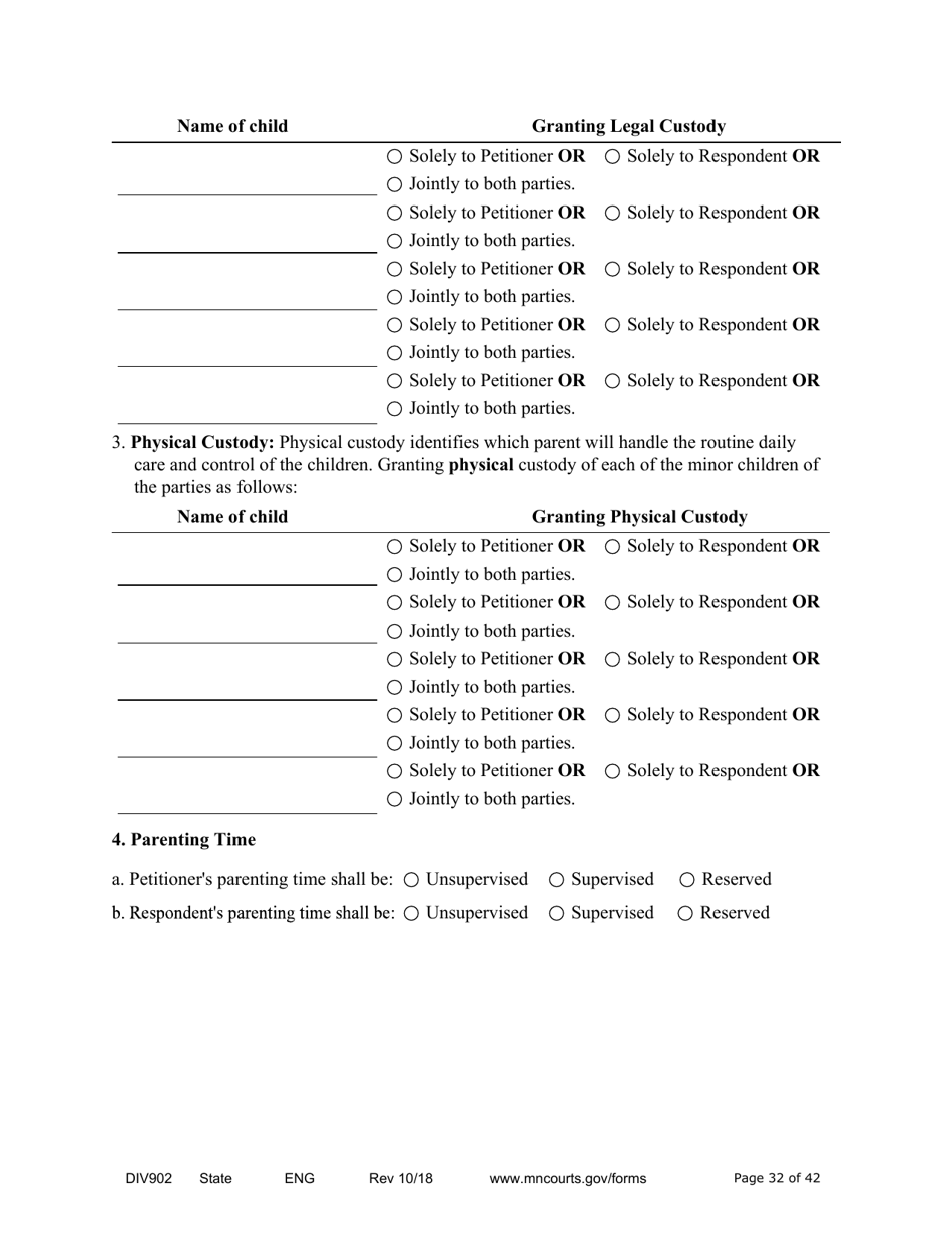 Form DIV902 Answer and Counterpetition for Dissolution of Marriage With Children - Minnesota, Page 32