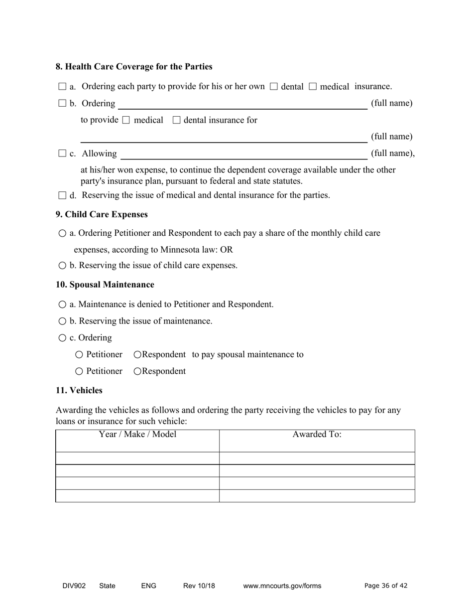 Form DIV902 Answer and Counterpetition for Dissolution of Marriage With Children - Minnesota, Page 36