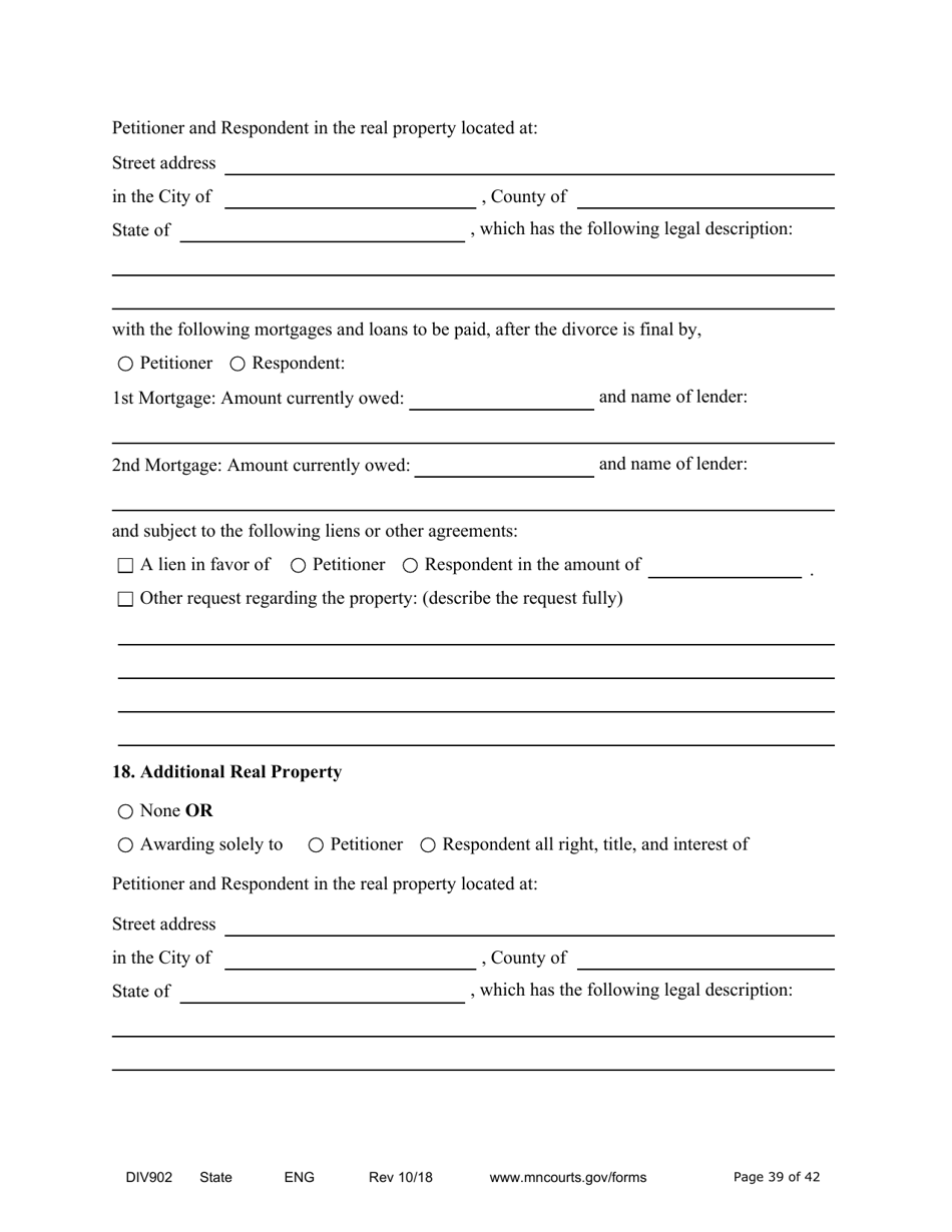 Form DIV902 Answer and Counterpetition for Dissolution of Marriage With Children - Minnesota, Page 39