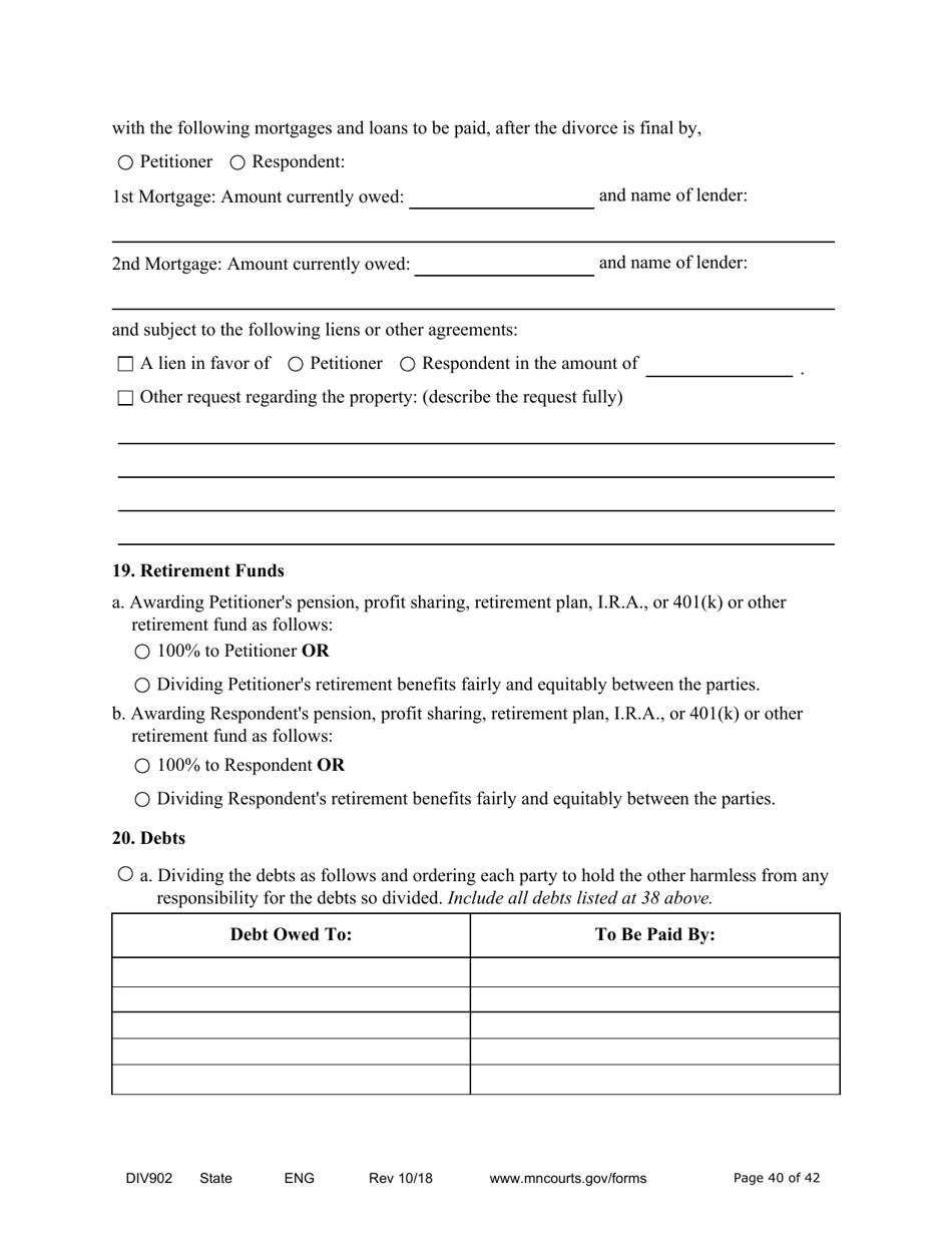 Form DIV902 Answer and Counterpetition for Dissolution of Marriage With Children - Minnesota, Page 40