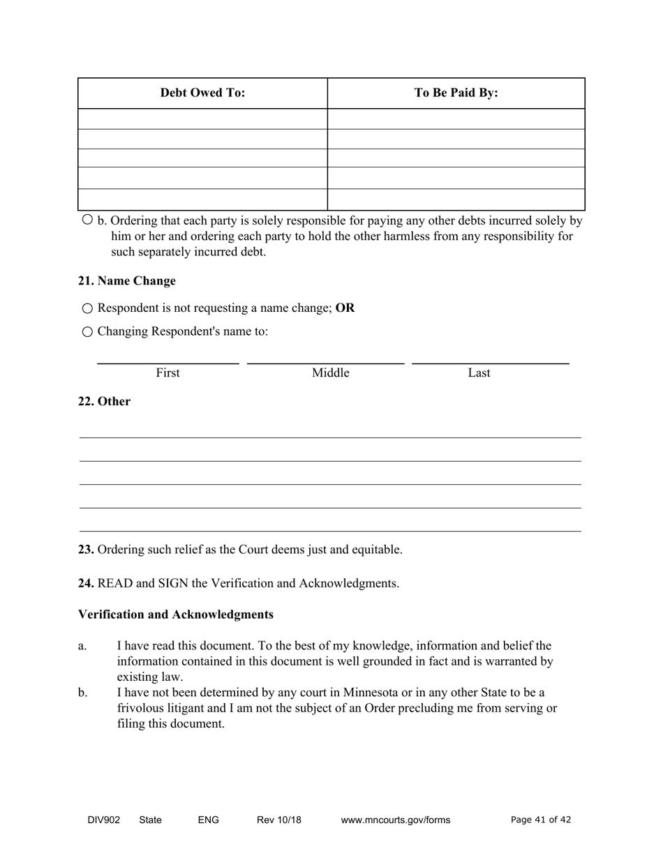 Form DIV902 Answer and Counterpetition for Dissolution of Marriage With Children - Minnesota, Page 41